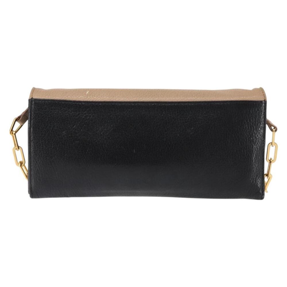 Miu Miu Chain Wallet Leather Beige Black gold Auth bs29776 - Picture 2 of 16